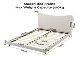 Artiss Queen Bed Frame with Boucle Headboard, Beige, 300kg Capacity BFRAME-H-DORA-Q-BG-ABC