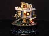 Creative DIY Dollhouse Dream House Miniature with Rotate Music Box Dust Cover LED Light V1294-YM0901-JY14759