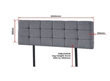 Linen Fabric Queen Bed Deluxe Headboard Bedhead - Grey V63-821433