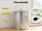 Gardeon Compost Bin Kitchen Countertop Food Waste Caddy 6L Silver CBIN-B120-SS