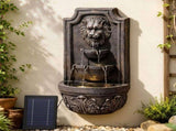 Gardeon Solar Fountain Water Feature Lion Head Wall Fountain 67cm Brown FOUNT-WALL-LION-BR