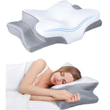 High-Performance Butterfly Memory Foam Pillow 15&deg Cervical Support, Cooling Gel Cover, Ergonomic V1107-CS-HDZT