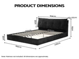 Artiss Queen Bed Frame with Horizontal Gas Lift Storage with LED Light USB Type-C Charging Station BFRAME-H-HYDE-Q-BK-ABCD