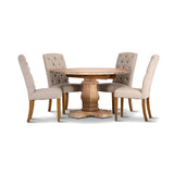 Gloriosa Round Dining Table 135cm Pedestal Solid Mango Timber Wood - Honey Wash V315-WOUT-001-HW