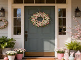 24 Inch Spring Wreaths for Front Door - Artificial Flower Wreath with Baby Pink & Cream Daisy, V1258-DP02-C-2656