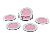 6pcs Glass Mirrored Coasters with Holder Round Drink Coasters for Coffee Table Kitchen Bar Home V1294-YM0901-3118250151411
