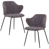 Set of 2 Dining Chairs with Corduroy Cord Fabric in Dark Grey Lincoln V563-68406