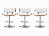Artiss Bar Stools X3 Kitchen Counter Chair Gas Lift Swivel PU Cherry White BA-TW-8045-WHX3