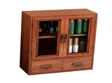 Wooden Desktop Storage Cabinet with Double Door and Drawers Clear Grain Retro Wooden Jewelry Box for V1294-YM0901-3117230286411