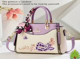 Embroidered Leather Handbag High-Quality Handbag Stylish Handbag Leather Bag - Green - Size L V1347-127-52951-GRN-L