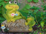 Resin Animal Sitting on Stone Figurine Decoration Lawn Garden Courtyard Ornaments V1294-YM0901-JY25372