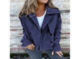 Female Trench Coat Casual Double Breasted Jacket Fall Fashion Outerwear Light Khaki L V1370-AZ4-10424