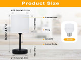 Fabric Bedside Table Lamp Bedroom Nightstand Lamp with LED Bulb 3 Color Temperatures Desk Light USB V1294-YM0901-L6887