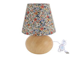 Floral Fabric Table Lamp 3000K 4500K 6000K Stepless Dimmable Farmhouse Flower Bedside Lamp with Wood V1294-YM0901-3119240151811