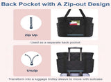 Quilted Laptop Tote Bag for Women 20L with Zipper, Work Travel Nurse Handbag, Black, 40X16X32CM V1237-ZY-924-204