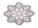 Gray Christmas Decor Snowflake Bathroom Rug, Gray Snowflake Welcome Mat Non Slip Round Shaped V1370-AZ4-19794
