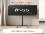 Rolling TV Stand, Mobile TV Cart for 17-55 Inch Screens, Portrait to Landscape, Portable TV Stand V952-TYSDLDDSJZJZ3HJ50001V0