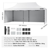 Pop Up Canopy Tent Outdoor Gazebo Tent 10x20FT with Sidewalls & Bag White V952-DCSYPBS1020FTSS9LV0