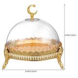 1Set Household Dessert Tray with Dome Cover Stylish Golden Cake Plate for Banquets V1366-AZ2-W-25462