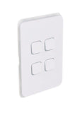 3000 Series 4 Gang, 250V 10Ax1-Way/2-Way Vertical Mount Iconic Flush Switch, White V1202-V1-CLI3044VAVW