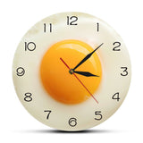 Fried Egg Round Wall Clock, Silent Non Ticking Oil Painting Home Office School Decorative Clock Art V1369-AZ3-W-06097