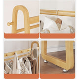 Wood 160x100cm Clothes Rack Slim Stylish Space Saving V63-840831