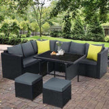 Gardeon Outdoor Dining Set Aluminum Table Chairs Wicker Setting Black FF-SDBOSS-OTM-BK-ABC