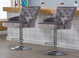 Elegant Swivel Bar Stool Velvet Airlift Counter Height Bar Kitchen Dining Chair - 1 unit V767-XJJ613-GY-G1