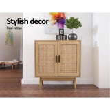 Artiss Rattan Buffet Sideboard 2 Doors - BRIONY Oak FURNI-E-RAT-SID90-WD