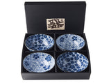 Bowl Set 4pcs Blue Plum Cherry Blossom Design V637-RW0006