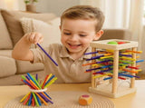 Wooden Stick Game, Montessori Board Game with 36 Colorful Sticks, 3-in-1 Ball and Stick Dexterity V1366-AZ2-W-10706