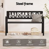 Gardeon Outdoor Garden Bench Seat Outdoor Furniture Steel 2 Seater Park Black GB-STEEL-XG282-BK