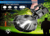 large LED searchlight, portable rechargeable flashlight, USB C camping light, multi-mode work light, V1102-124-03087-BLK-HIGH-ENDCONFIGURATION