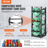 Refrigerant Tank Rack, with 3 x 30lbs Bottle Tanks, Cylinder Tank Rack 12.79x12.99x33.07 in, V952-QPCFJ305MM28PV5A6V0