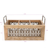 Handcrafted Mango Wood Cutlery / Storage Caddy Three Division 19cm V637-59091CDY