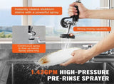 Commercial Faucet with Pre-Rinse Sprayer, 44" Height, 8" Center, 12" Swing Spout, Deck Mount Kitchen V952-JBSYCXSLTJBS3O1FMV0