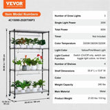 VEVOR Plant Stand with Grow Lights 4 Tiers 90W 150 cm Tall Plant Grow Shelf V952-GNZWJ150CM90W4H6VV3