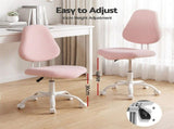 Artiss Armless Office Chair Ergonomic Soft Fleece Height Adjustable Vanity Desk Chair Pink OCHAIR-M-2521-PK