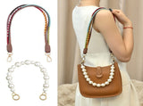 Mini Bag Replacement Thin Shoulder Strap with 2 Adapters for Longchamp,Imitation Pearl Bead Purse V1337-EO-2WSG-O1RH