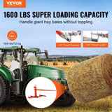 49" Hay Spear, Bale Spears 726kg Loading Capacity, Three-Point Hitch Tractor Attachment with 2pcs V952-TZCZS49INCHSCWHSBV0