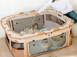 Foldable Pet Playpen with Zippered Top, Portable Cat Whelping Box & Puppy Kennel for Indoor/Outdoor V1341-ZY-64N9PJQC