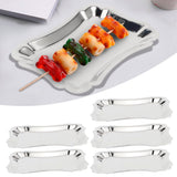5Pcs Stainless Steel Rectangular Table Snack Dessert Service Plate Towel Storage DishWithace Edge V1294-YM0901-3118200137413