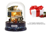 Creative DIY Dollhouse Dream House Miniature with Rotate Music Box Dust Cover LED Light V1294-YM0901-JY14759