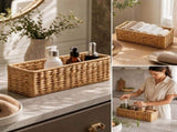 Wood Woven Bathroom Organizers and Storage, Wood Rim Shower Storage Storage Basket, Room Decor V1192-AZ-W-35138