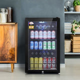 Devanti 115L Bar Fridge Glass Door w/Light Black BF-D-130L-BK