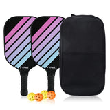 Black Purple Blue Striped Fiberglass Pickleball Paddle Set 2 Ultra Lightweight Pickleball V888-ELOSUNG52240