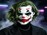 Cyberpunk Joker PVC Full Face Mask with Green Curly Wig Mechanical Punk Cosplay Prop for Halloween V1232-JFMJ-WSJ-003