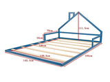 Pine Wood Floor Bed House Frame for Kids and Toddlers V63-849611