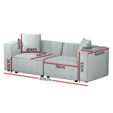 Artiss Modular Sofa Chaise Set 2-Seater Grey SBED-E-FA-02-2S-GY