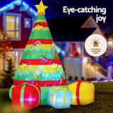 Jingle Jollys Christmas Inflatable Gift Tree 2.2M Height Flashing Light Decorations Illuminated XMAS-INF-TREE-GIFT-7FT
